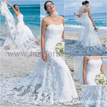 Classic Beach Spaghetti Straps Lace Bridal Wedding Dresses (H017)